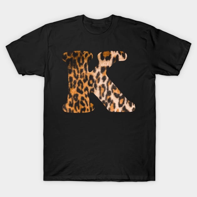 Letter K leopard print T-Shirt by ColorsHappiness